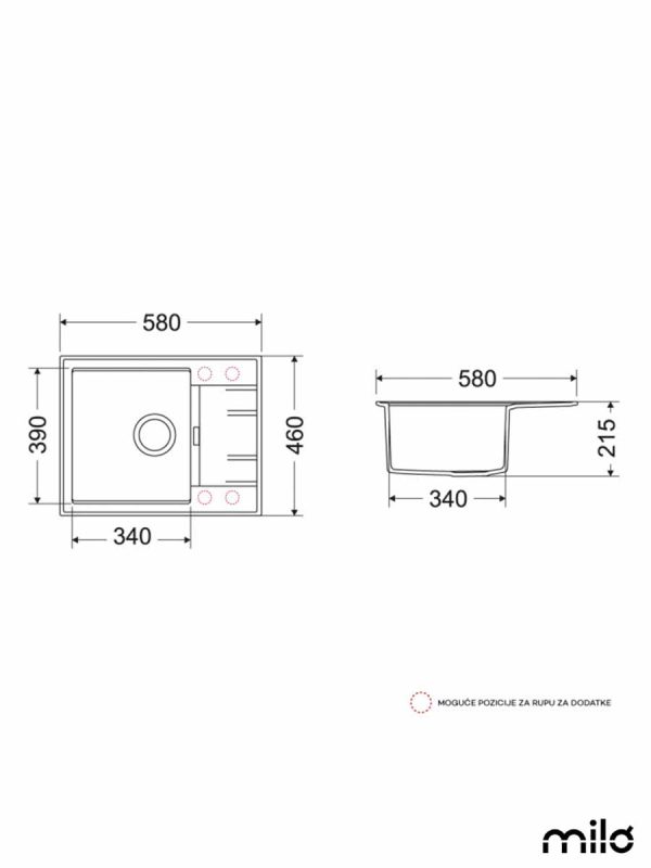 Granitna sudopera Avangard 58x46cm Lava stone-2