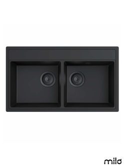 Granitna dupla sudopera Metro 76x44cm Crna