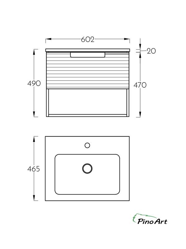 Lavabo sa ormarićem PinoArt Piedra 60HOR-1044-3