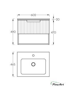 Lavabo sa ormarićem PinoArt Piedra 60VER-1048-2