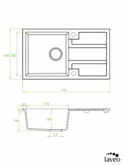 Granitna sudopera Laveo Barbados 76x44cm Bež-2