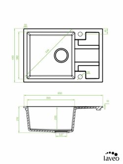 Granitna sudopera Barbados 65x44cm Mat crna-2