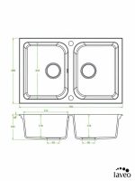 Granitna sudopera dupla Barbados 76x48cm Crna-2
