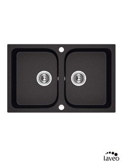 Granitna sudopera dupla Barbados 76x48cm Crna