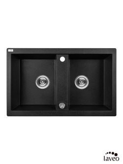 Granitna sudopera dupla Barbados 78x48cm Crna