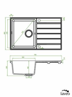 Granitna sudopera Margarita 79x49cm Mat crna-2