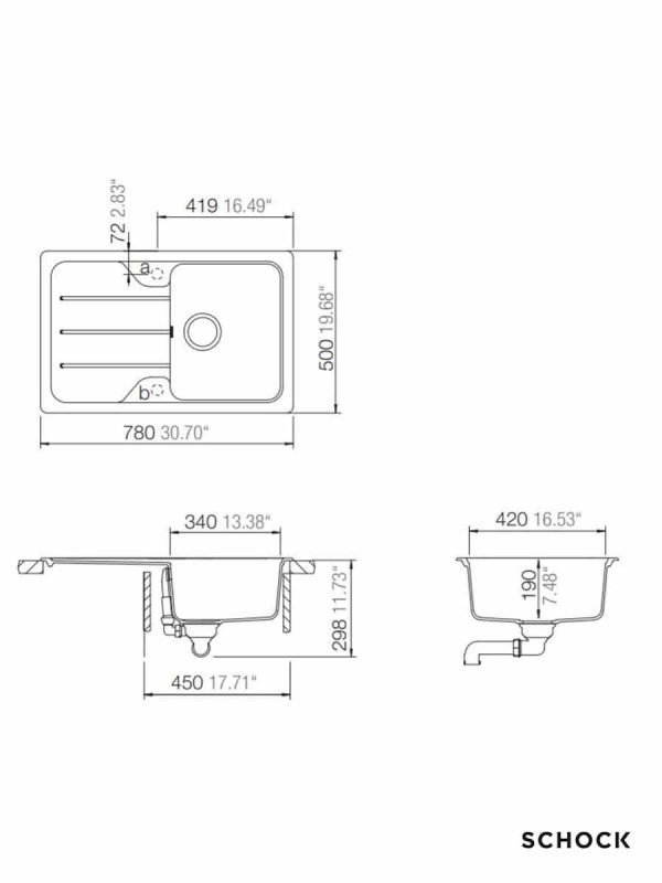 Granitna sudopera Fromhaus D100S 78x50cm Pesak-2