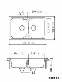 Granitna sudopera Lithos N200S 79x50cm Bela-2