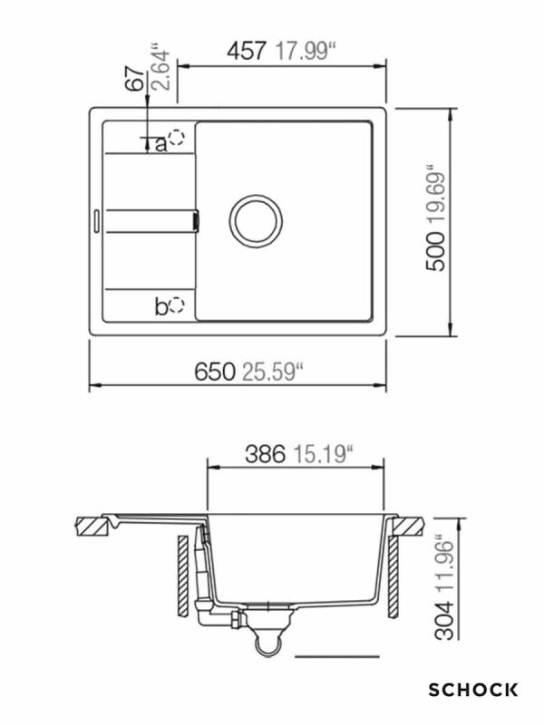 Granitna sudopera Ronda D100L 65x50cm Crna-2