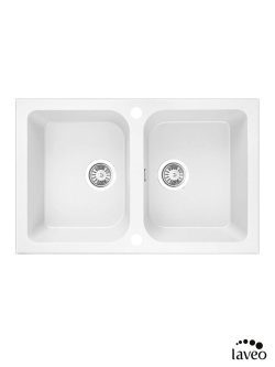 Granitna sudopera dupla Celia 76x48cm Bela