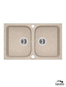 Granitna sudopera dupla Barbados 78x48cm Bela