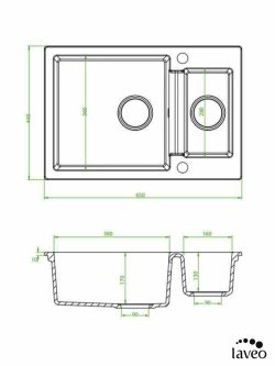Granitna sudopera Celia 65x44cm Crna Laveo-2