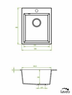 Granitna sudopera Chichi 39x48cm Bela Laveo-2