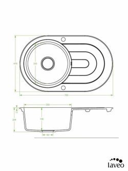 Granitna sudopera Dafne 78x47cm Siva Laveo-2