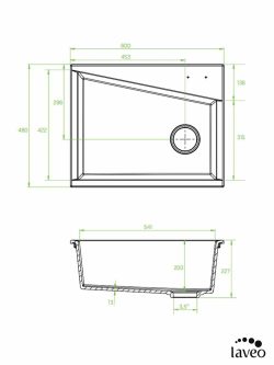 Granitna sudopera Grenada 60x48cm Bela Laveo-2