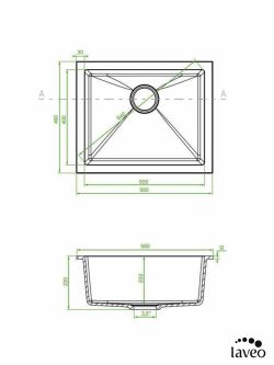 Granitna sudopera Ibiza 56x46cm Crna podgradna-2