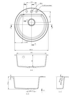 Granitna sudopera Sandonna LENA Ø51/44.5cm Crna mat 1
