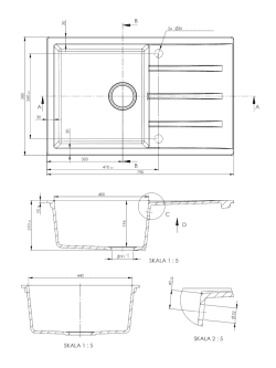 Granitna sudopera PAULINA 79x50cm Siva grafit ugradna 1