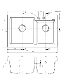 Granitna sudopera EDYTA 79x51cm Tamno bež ugradna 1