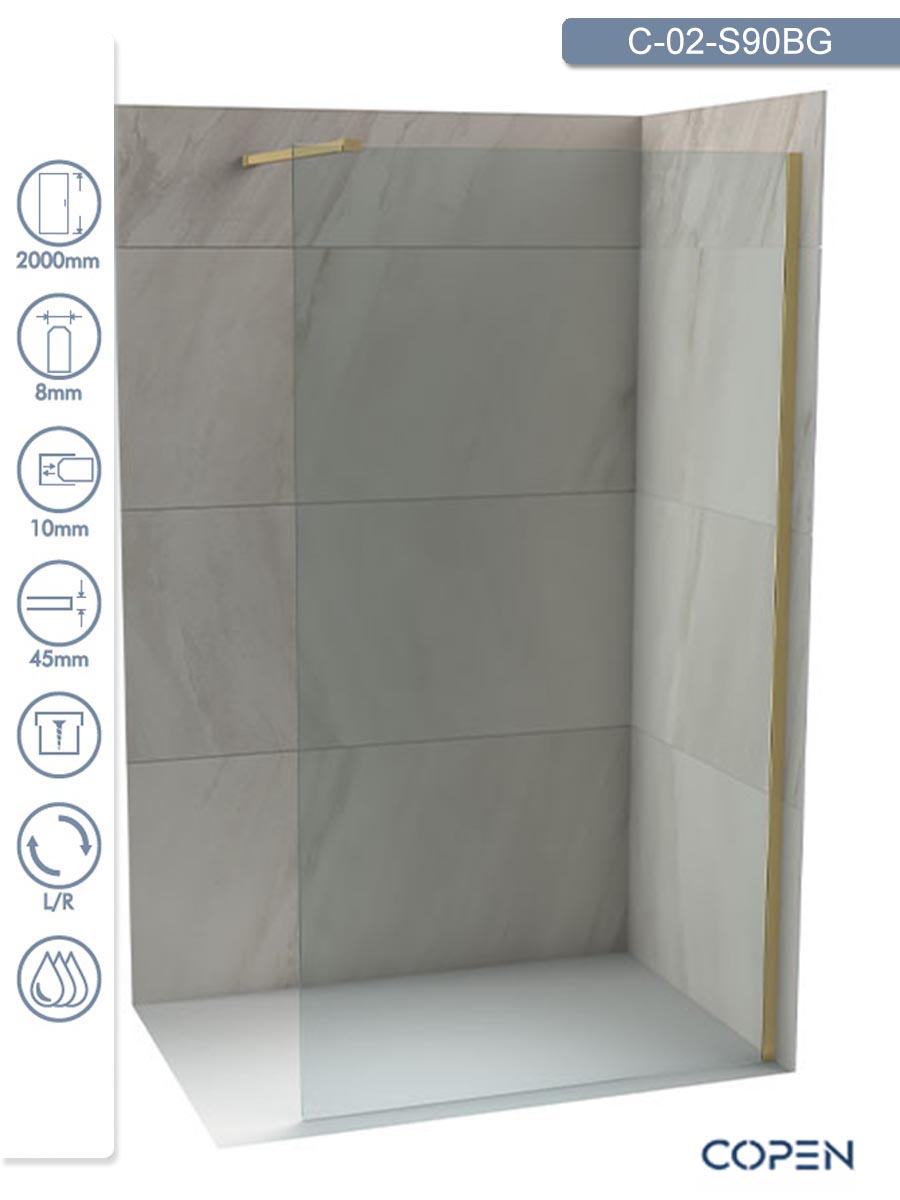 Walk-in paravan Monte Copen 90x200cm C-02-S90BG Walk-in paravan Monte Copen 90x200cm C-02-S90BG