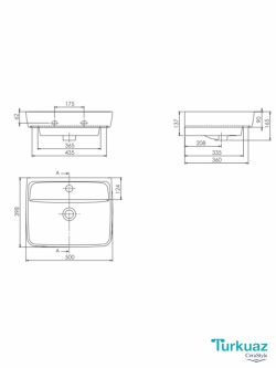 Lavabo Duru 50x39.8cm Turkuaz 35000U -2