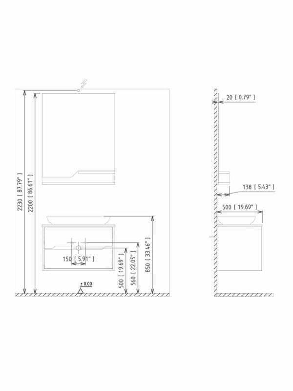 Lavabo sa ormarićem 80cm Galia Ella Quartz K-Jo-2