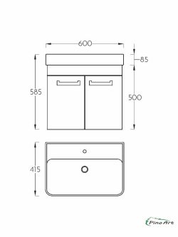 Lavabo sa ormarićem PinoArt Neon 60cm antracit-2