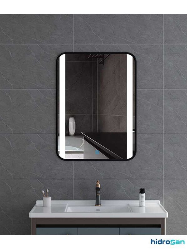 Led ogledalo sa crnim ramom 60x80cm Hidro-2