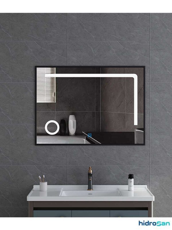 Led ogledalo sa crnim ramom 80x60cm Hidro-2