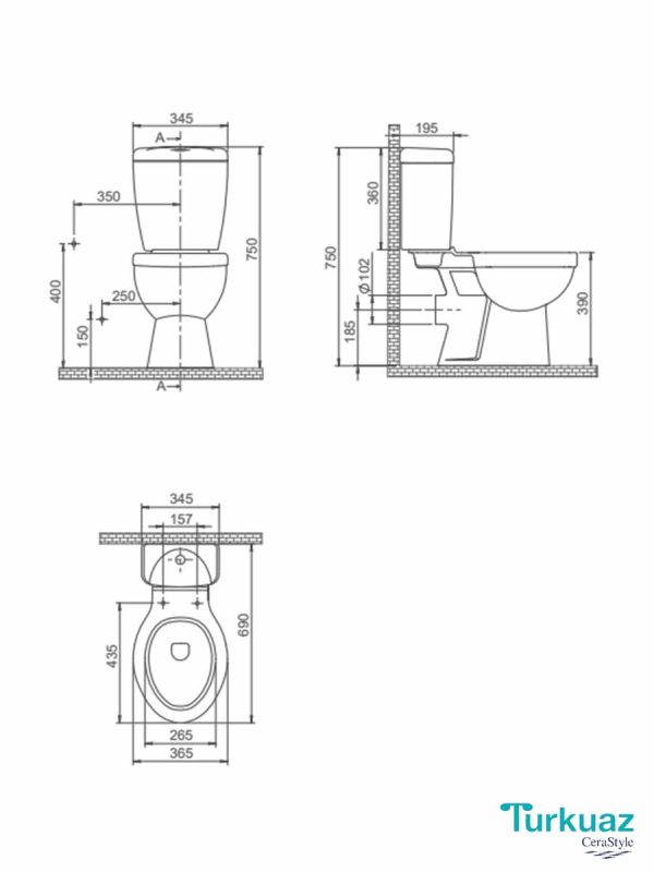 Monoblok baltik Ova Lila 8300pw Turkuaz-2