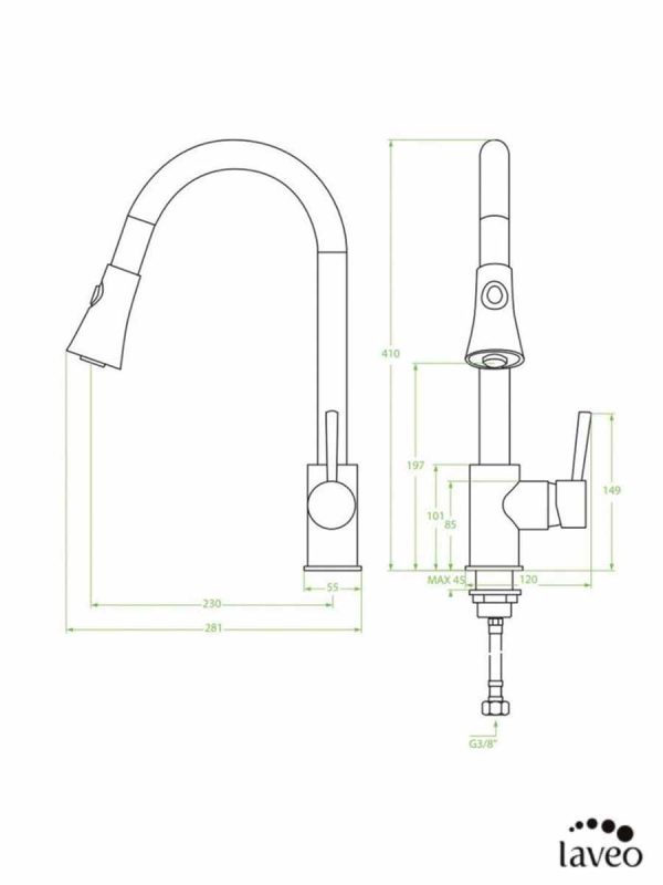 Granitna slavina Daru bež 469D izvlačni tuš-2