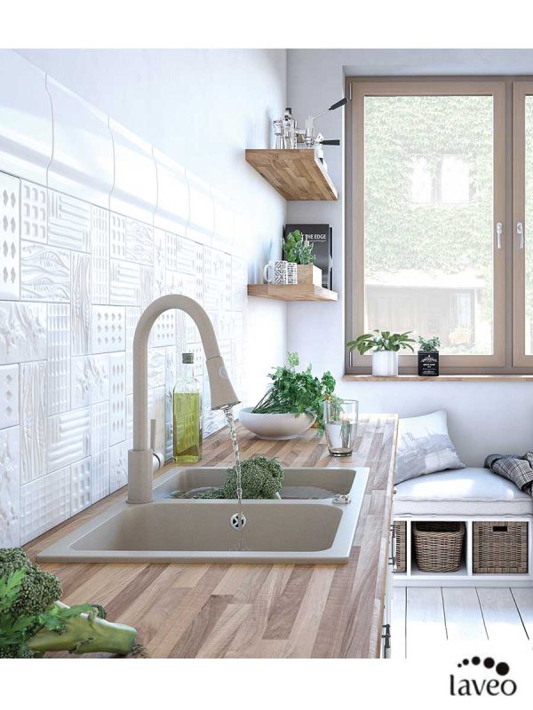 Granitna slavina Daru bež 469D izvlačni tuš-3