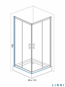Tuš kabina Ideal Linni 90x110x195cm 6mm staklo-2
