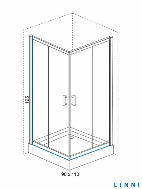Tuš kabina Ideal Linni 90x110x195cm 6mm staklo-2