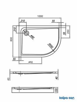 Kolpa-san tuš kada Malur-d 100x80cm obloga-2