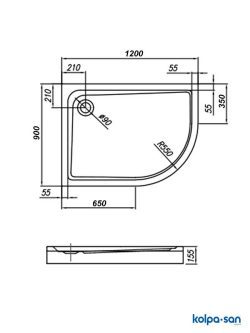 Kolpa-san tuš kada Malur-d 120x90cm obloga-2