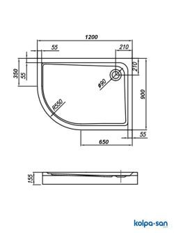 Kolpa-san tuš kada Malur-l 120x90cm obloga-2