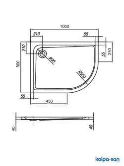 Kolpa-san tuš kada Malur-d 100x80cm-2