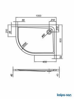Kolpa-san tuš kada Malur-l 100x80cm-2