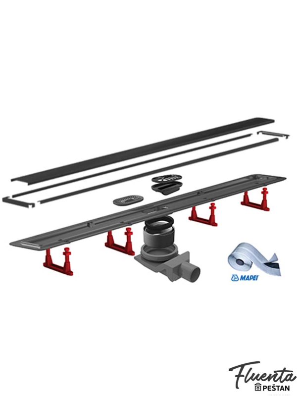 Tuš kanalica Compact Line 850 Crni mat Peštan-3