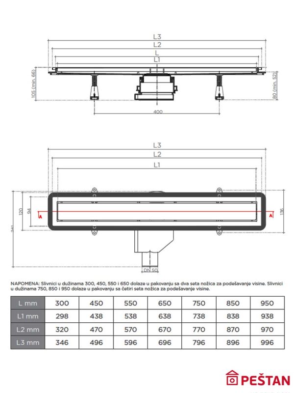 Tuš kanalica Confluo Premium Line 450 Peštan-3