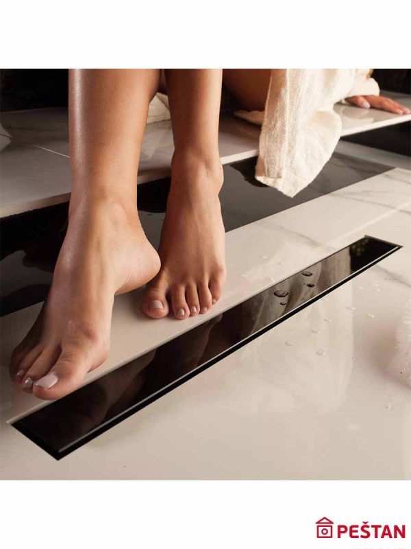Tuš kanalica Frameless Line crno staklo 750 Peštan-4