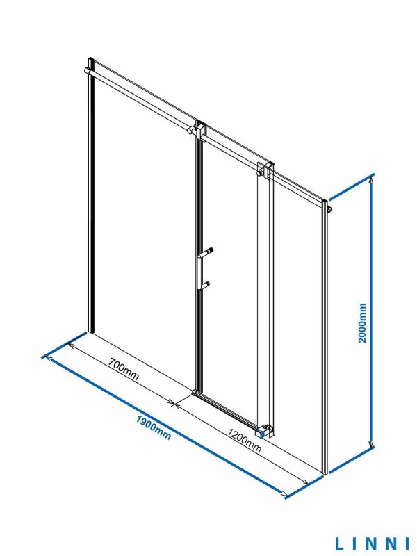 Tuš paravan-vrata 190x200 Elegance Linni 8mm-2