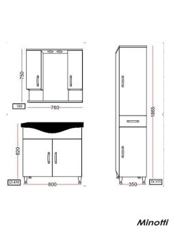 Lavabo sa ormarićem 80cm Uniline Moda-2