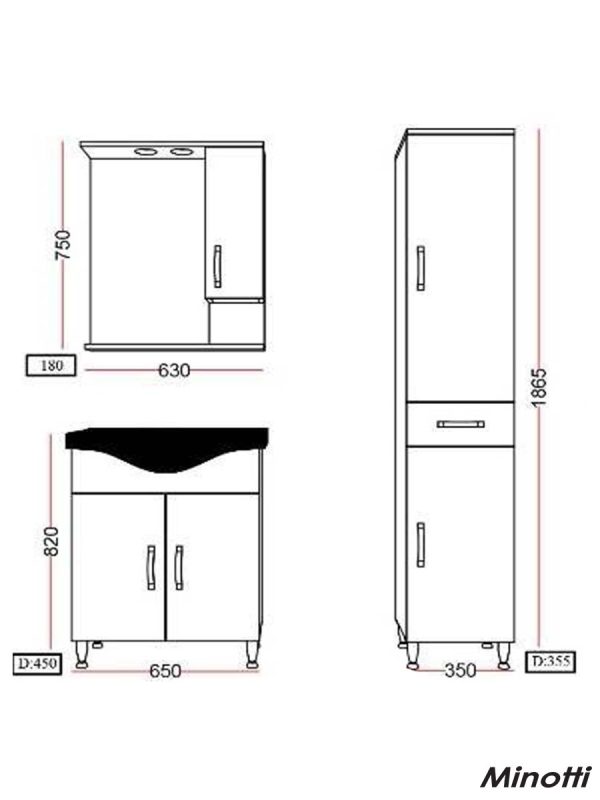 Ogledalo sa ormarićem 65cm Uniline Moda-2