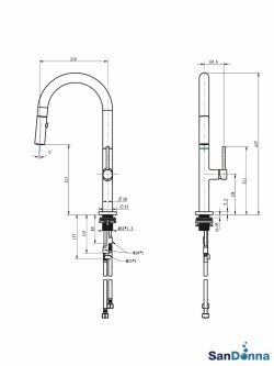 Slavina za sudoperu Sandonna tuš Charlotte crna-2