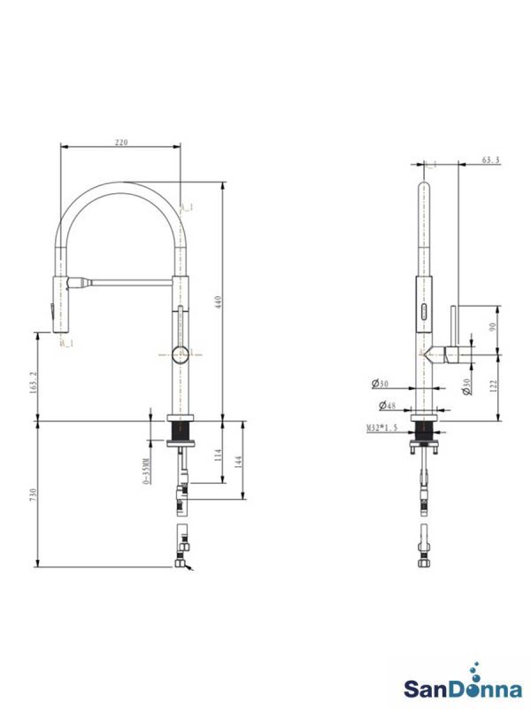 Slavina za sudoperu fleksibilna Sandonna Silvia super-crna-2