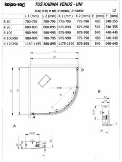 Tuš kabina KolpaSan Venus Bela R100x200cm činčila 6mm-2