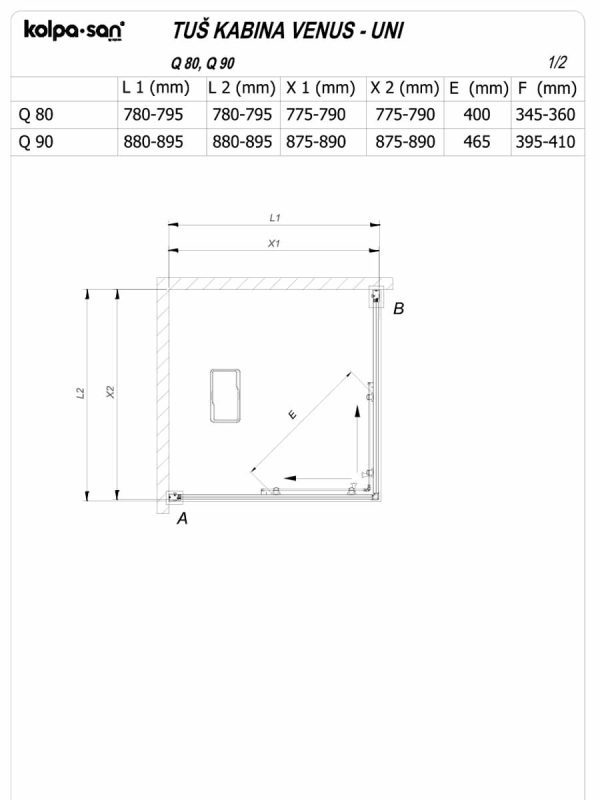Tuš kabina KolpaSan Venus 80x80x200cm Bela 6mm-3