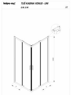Tuš kabina KolpaSan Venus 80x80x200cm Crna Činčila 6mm-2
